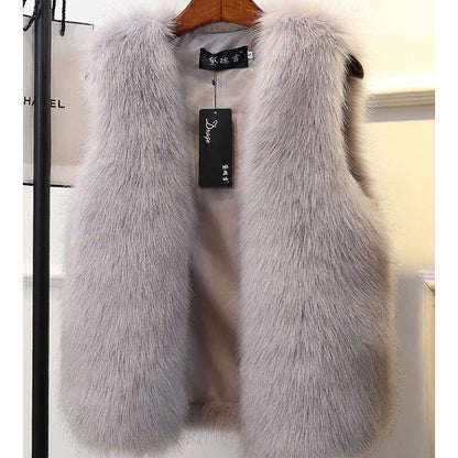 Women's Imitation Fox Fur Waistcoat Plus Cotton Furry Vest