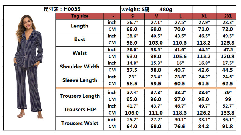 Women's Cardigan Striped Polka Dot Long Sleeve Trousers Homewear Pajamas