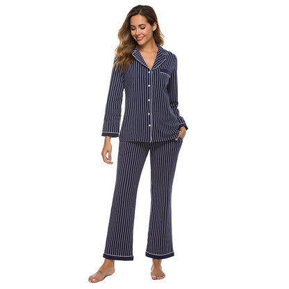 Women's Cardigan Striped Polka Dot Long Sleeve Trousers Homewear Pajamas