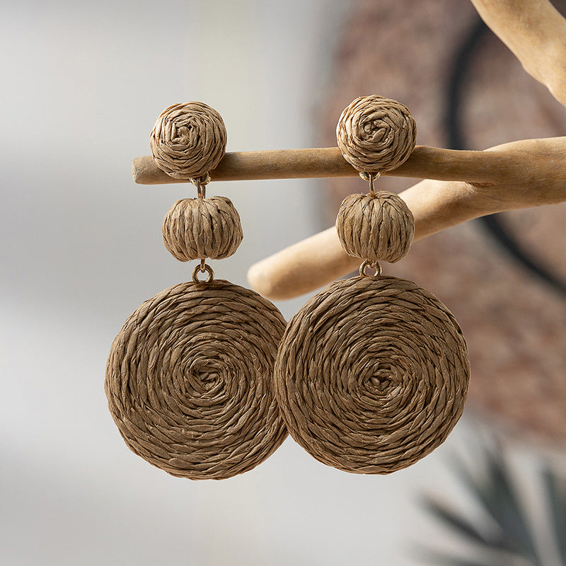 Fashion Colorful Rattan Earrings For Women