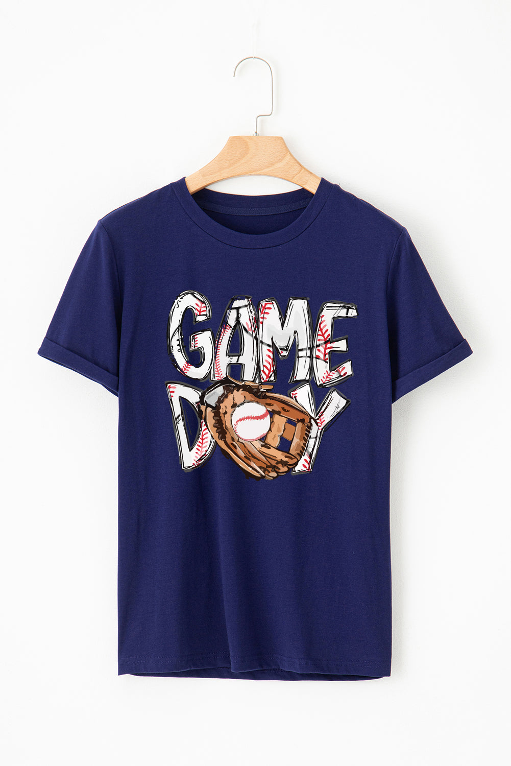 Blue GAME DAY TOUCH DOWN Graphic T Shirt