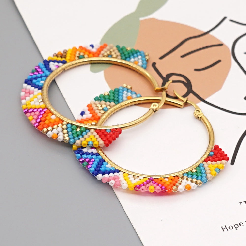 Woven colorful geometric earrings