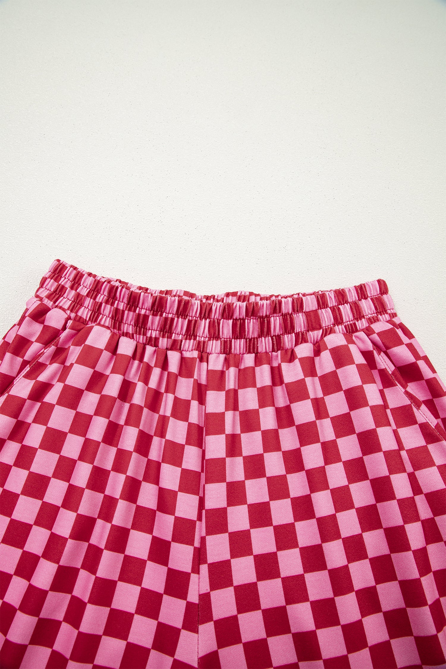 Black V Neck HONEY Tee Contrasted Checkered Pant Set