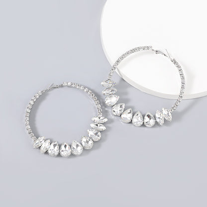 Claw Chain Series Alloy Diamond Round Earrings For Women