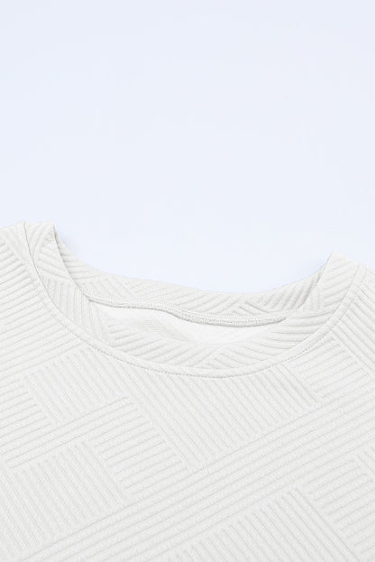 Multicolour Contrast Sleeve Color Block Pullover Shorts Textured Outfit