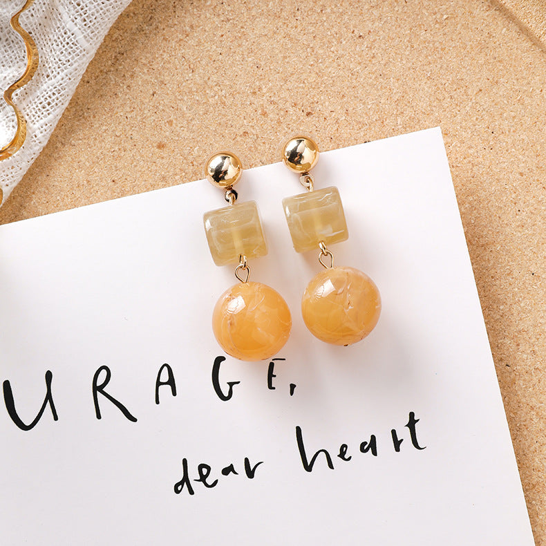 Sweet girl brown earrings literary retro cool acrylic plush earrings wild net red earrings