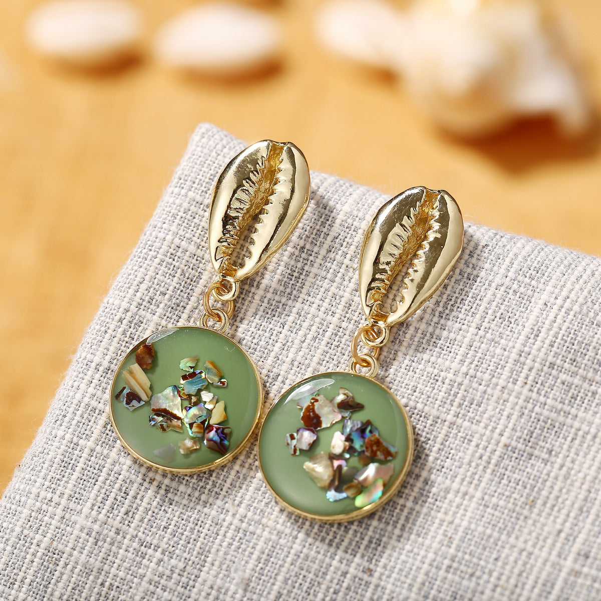 Geometric shell earrings