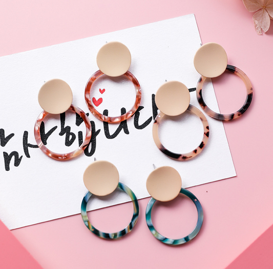Geometric earrings retro simple temperament acrylic acrylic paint circle earrings female