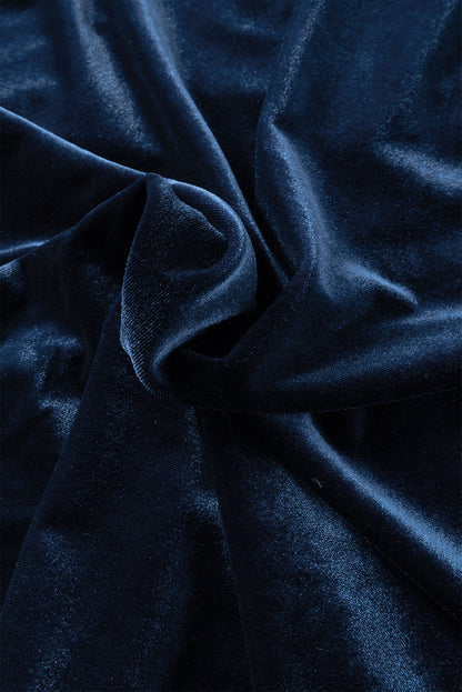 Skobeloff Velvet Buttoned Front Ruffled Mini Dress