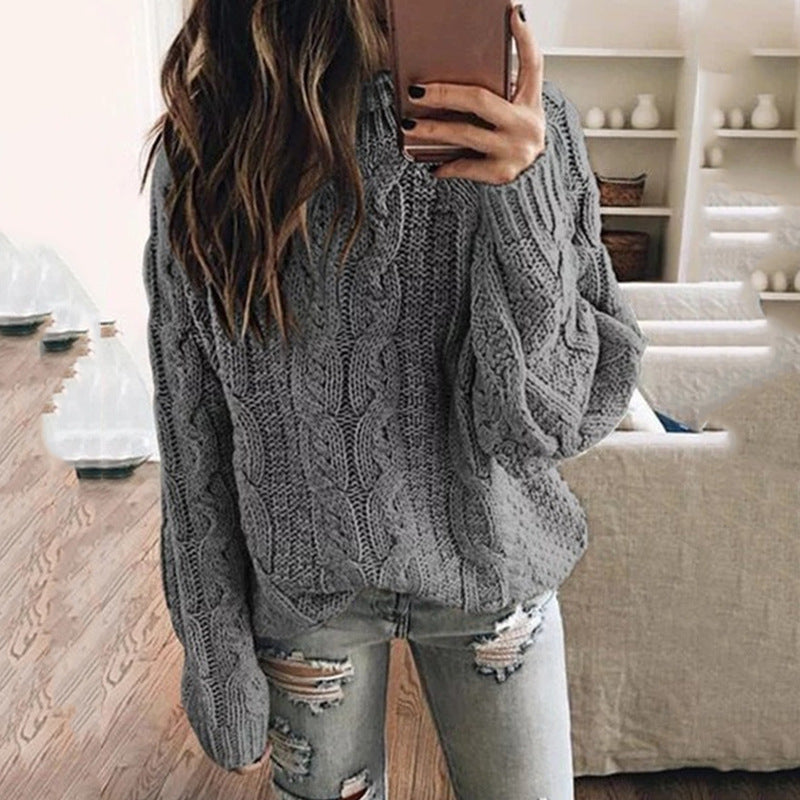 European And American Fashion Solid Color Knitted Top Women's Clothing