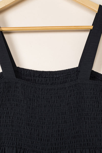 Pink Abstract Floral Painting Smocked Wide Leg Jumpsuit