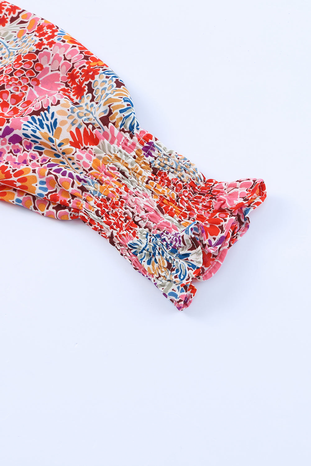 Red Cakewalk Floral Smocked Blouse