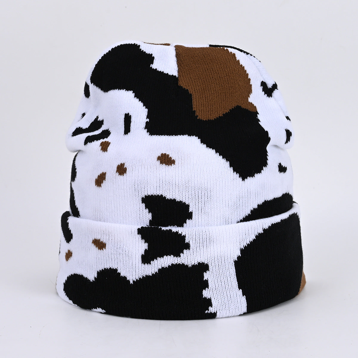 Cow Pattern Knitted Hat Jacquard Popular Hip Hop Letter Cap Street Trend