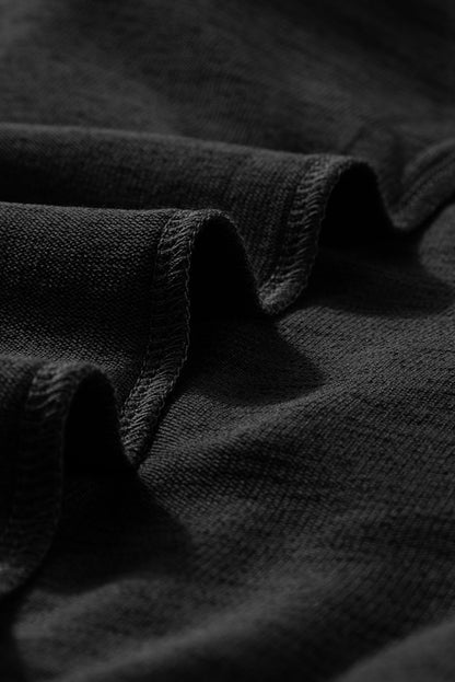 Light Grey Buttoned V Neck Ribbed Puff Sleeve Top