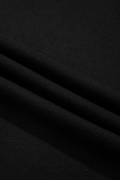 Black Sequin Bishop Sleeve U Neck Mini Sweater Dress