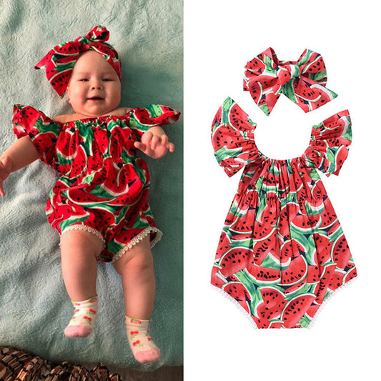 Baby Clothing Triangular One-piece Children's Clothing Fruit Pattern Climbing Suit