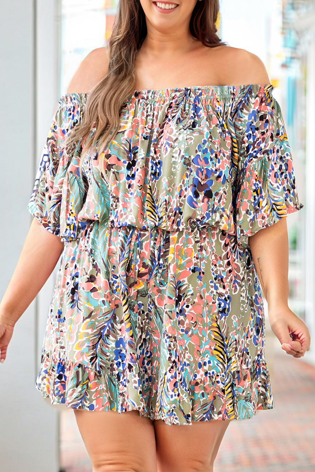 Green Wrap V Neck Floral Maxi Dress