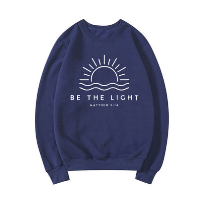 Women's Fleece-lined Crew Neck Sweater Plain Slogan