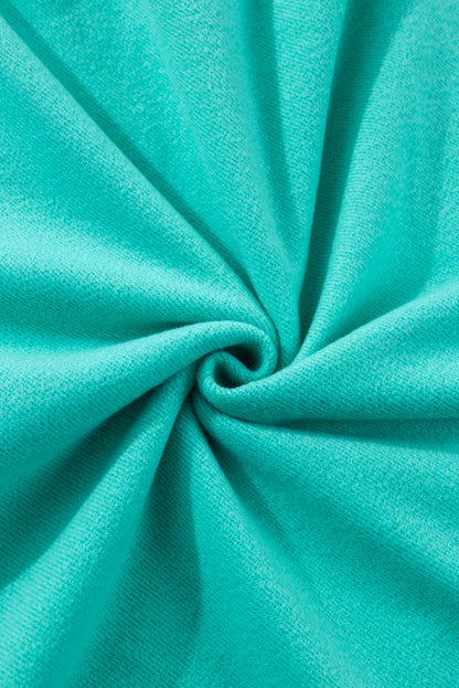 Sea Green Solid Fleece Lined Drop Shoulder High Low Sweatshirt