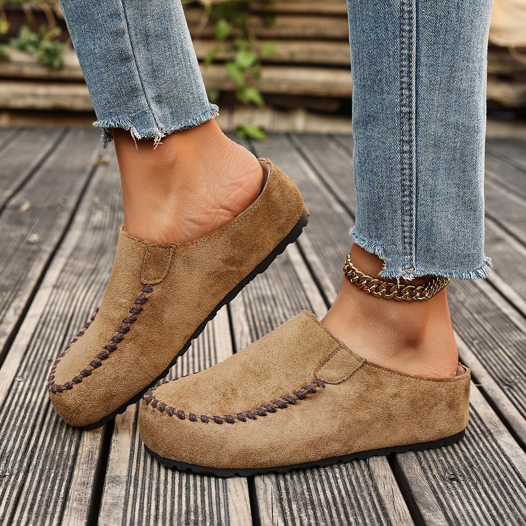 Womens Outdoor Closed-toe Half-slipper With A Thick Sole