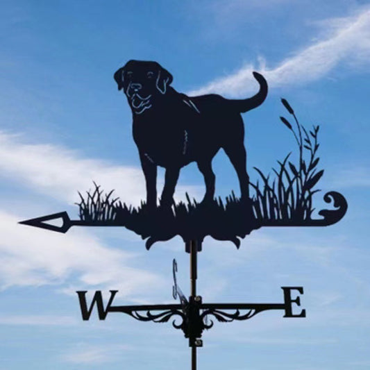 Wrought Iron Windmill Stainless Steel Spray Paint Dog Weather Vane Garden Decoration