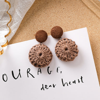 Sweet girl brown earrings literary retro cool acrylic plush earrings wild net red earrings