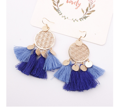 European and American explosions bohemian fringed hollow tassel earrings earrings jewelry