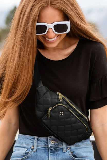 Brown Rhombus Pattern Simple Waist Bag