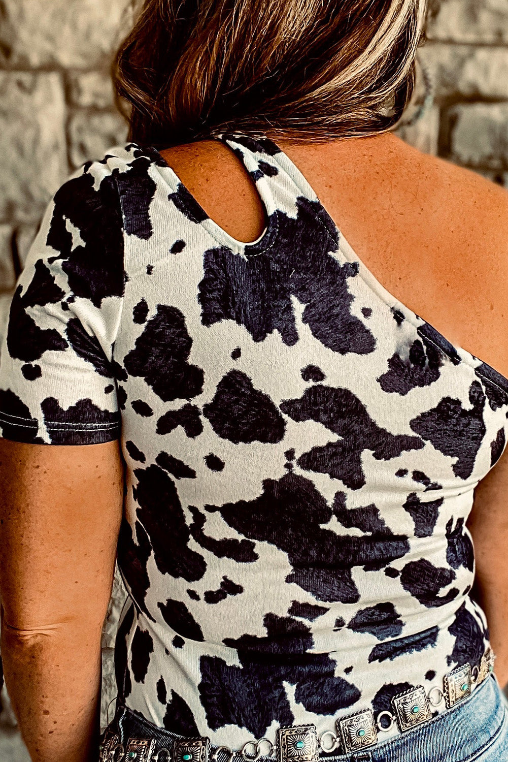 White Western Cow Spots Slim Fit T-shirt