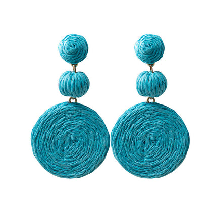Fashion Colorful Rattan Earrings For Women