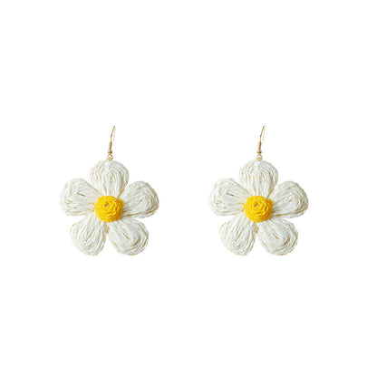 Handwoven Lafia Beautiful Flower Earrings