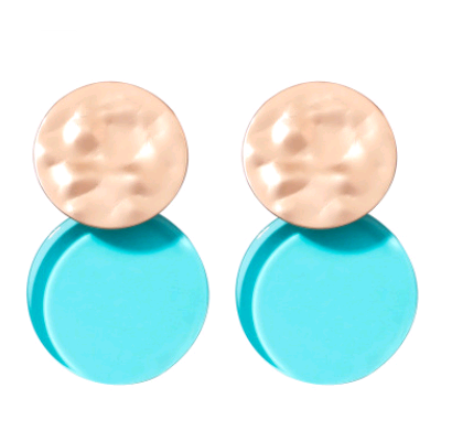 Macarons color acrylic earrings Simple color matching earrings metal irregular color round earrings