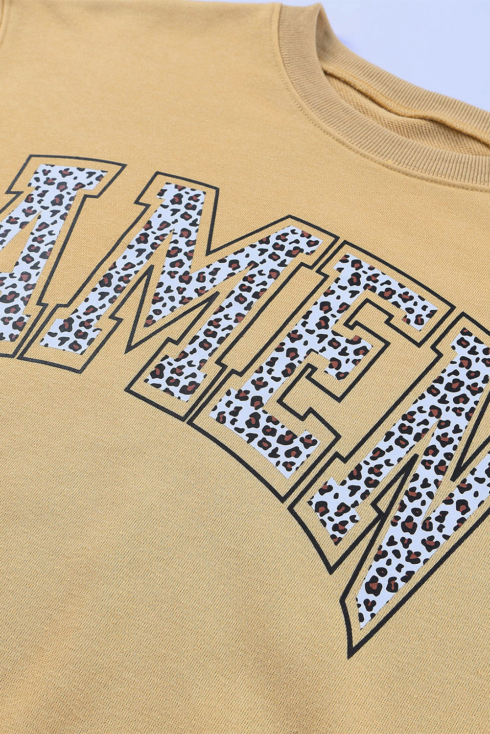 Pink AMEN Leopard Letter Print Oversized Pullover Sweatshirt