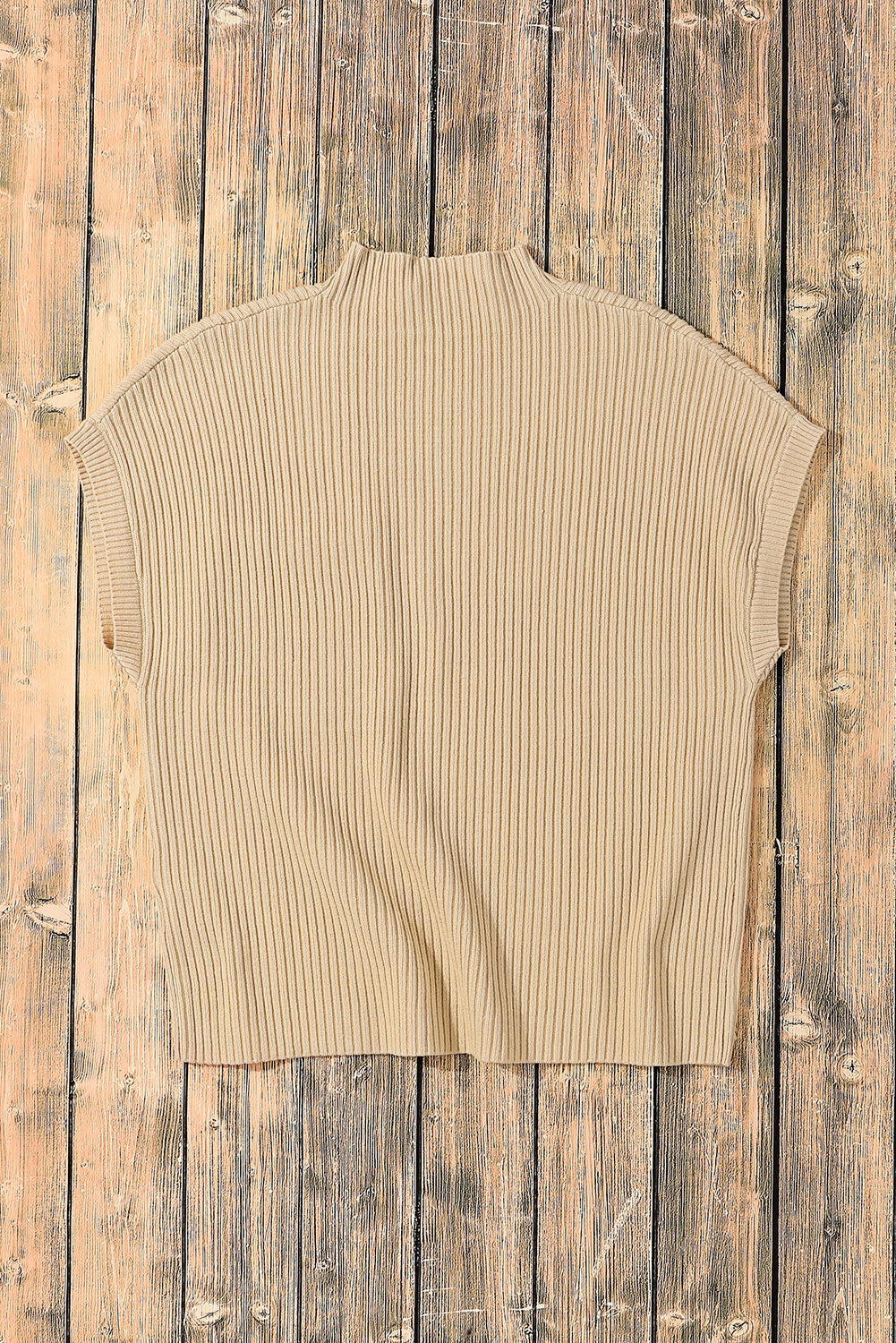 Blackish Green Patch Pocket Ribbed Knit Short Sleeve Sweater