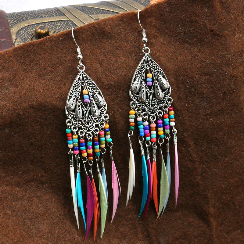 Feather tassel earrings