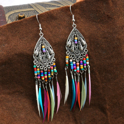 Feather tassel earrings