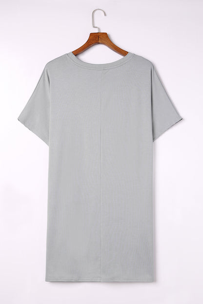 Khaki Side Pockets Short Sleeve Tunic Top