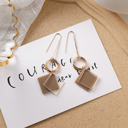 Sweet girl brown earrings literary retro cool acrylic plush earrings wild net red earrings