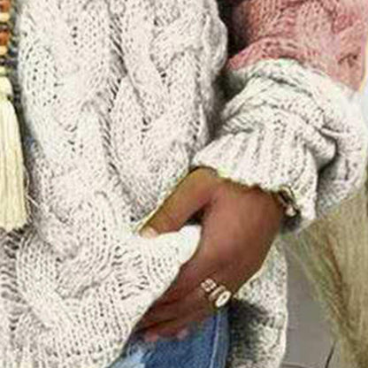 Autumn And Winter New Sweater Pure Color Twist Knit Hoodie