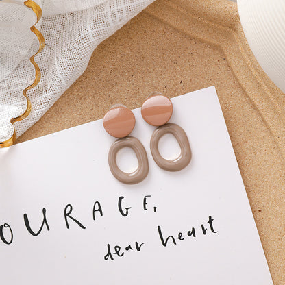 Sweet girl brown earrings literary retro cool acrylic plush earrings wild net red earrings