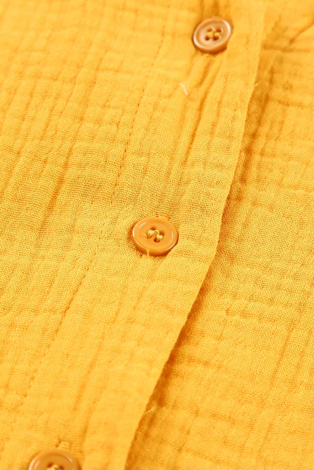 Yellow Button V Neck Crinkle Pocketed Romper