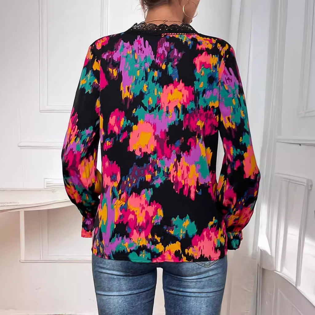 In-stock Womens Bohemian Graffiti-print Shirt