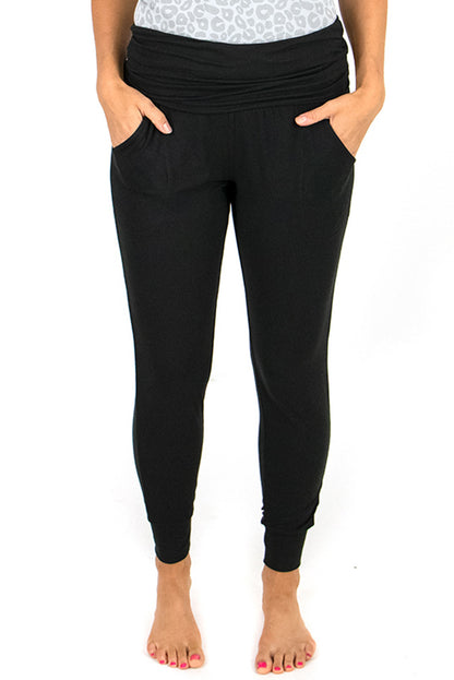 Gray High Waist Pleated Pocket Leggings