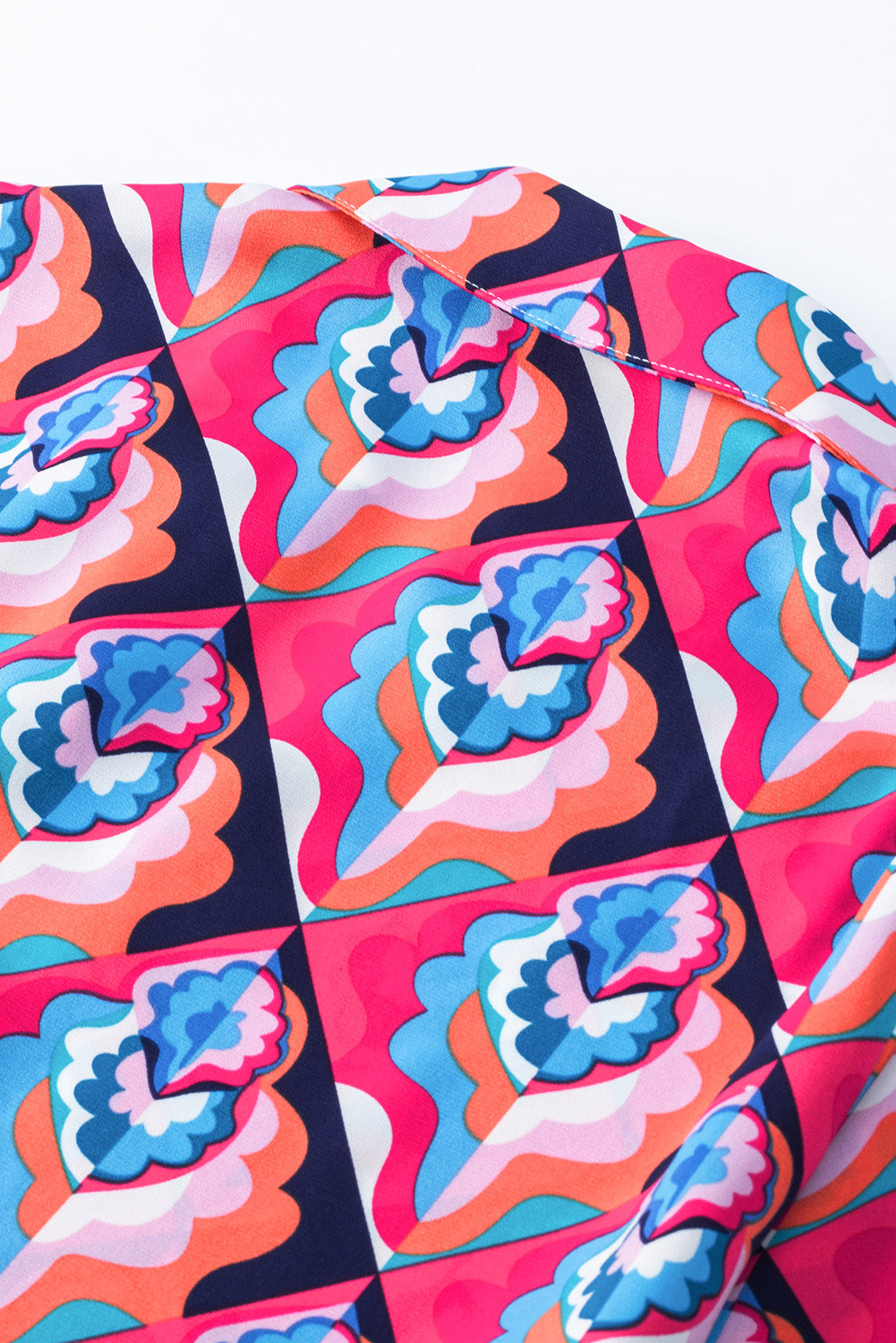 Multicolor Abstract Geometric Print Long Sleeve High Waist Dress