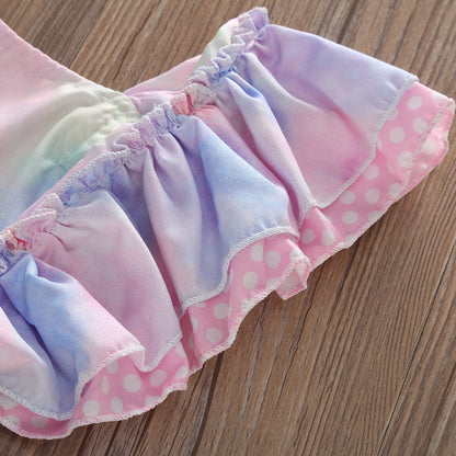 Woven Cotton Printed Colorful Girls' Bag Buckle One-piece Romper Romper Children's Clothing