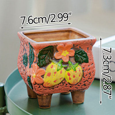 Square Creative Cute Cartoon Ceramic Succulent Pot
