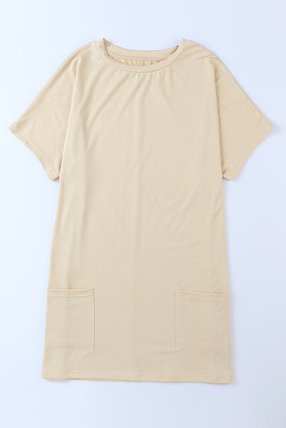 White Side Pockets Short Sleeve Tunic Top