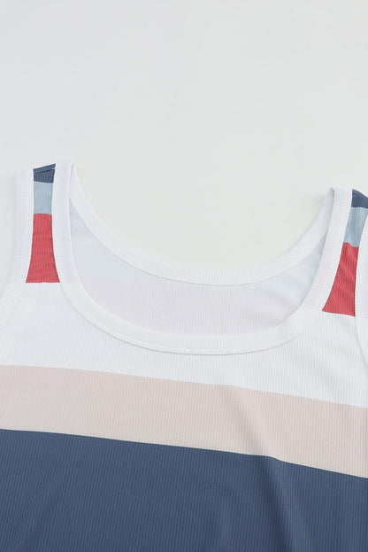 Striped Print Lace-up High Waist Sleeveless Romper