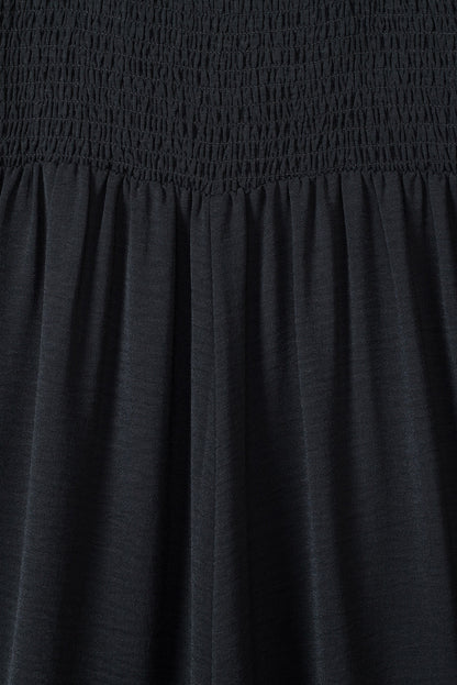 Pink Abstract Floral Painting Smocked Wide Leg Jumpsuit