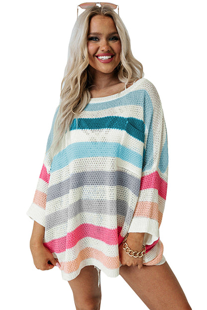 Multicolor Striped Oversized Sweater